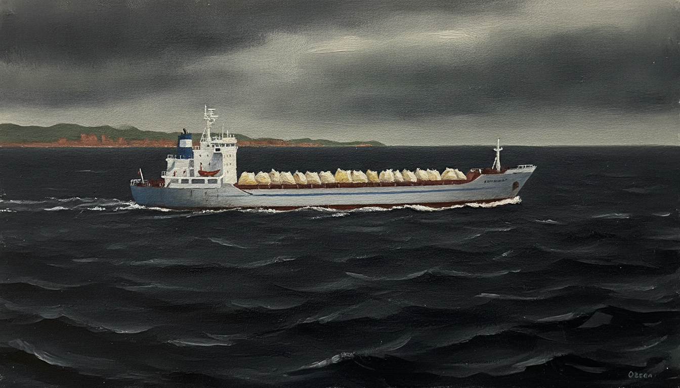 grain‑laden Panamax bulk carrier in the Black Sea near Odesa